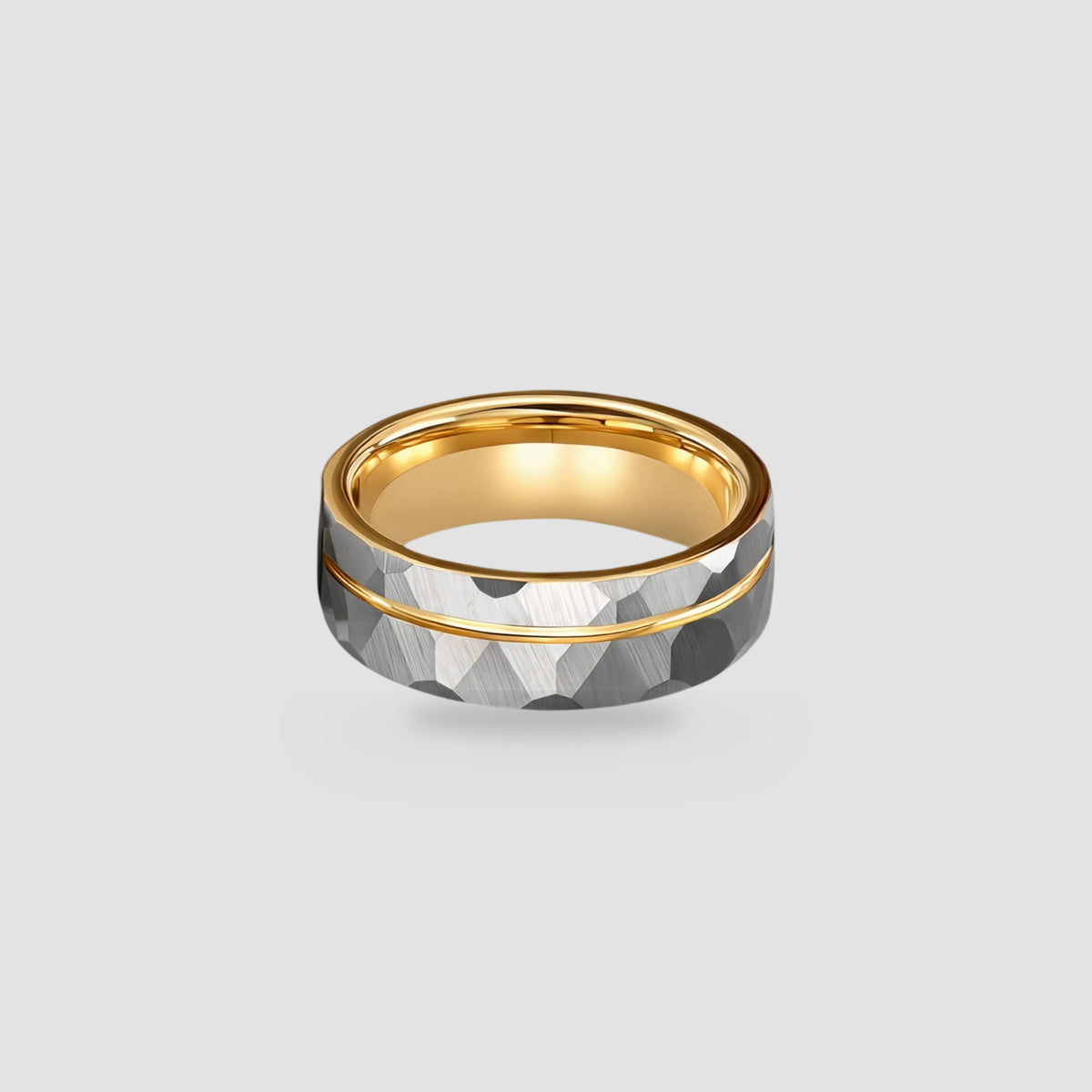 The Hewn Bastion | Faceted Tungsten & 18K Gold PVD Structural Band