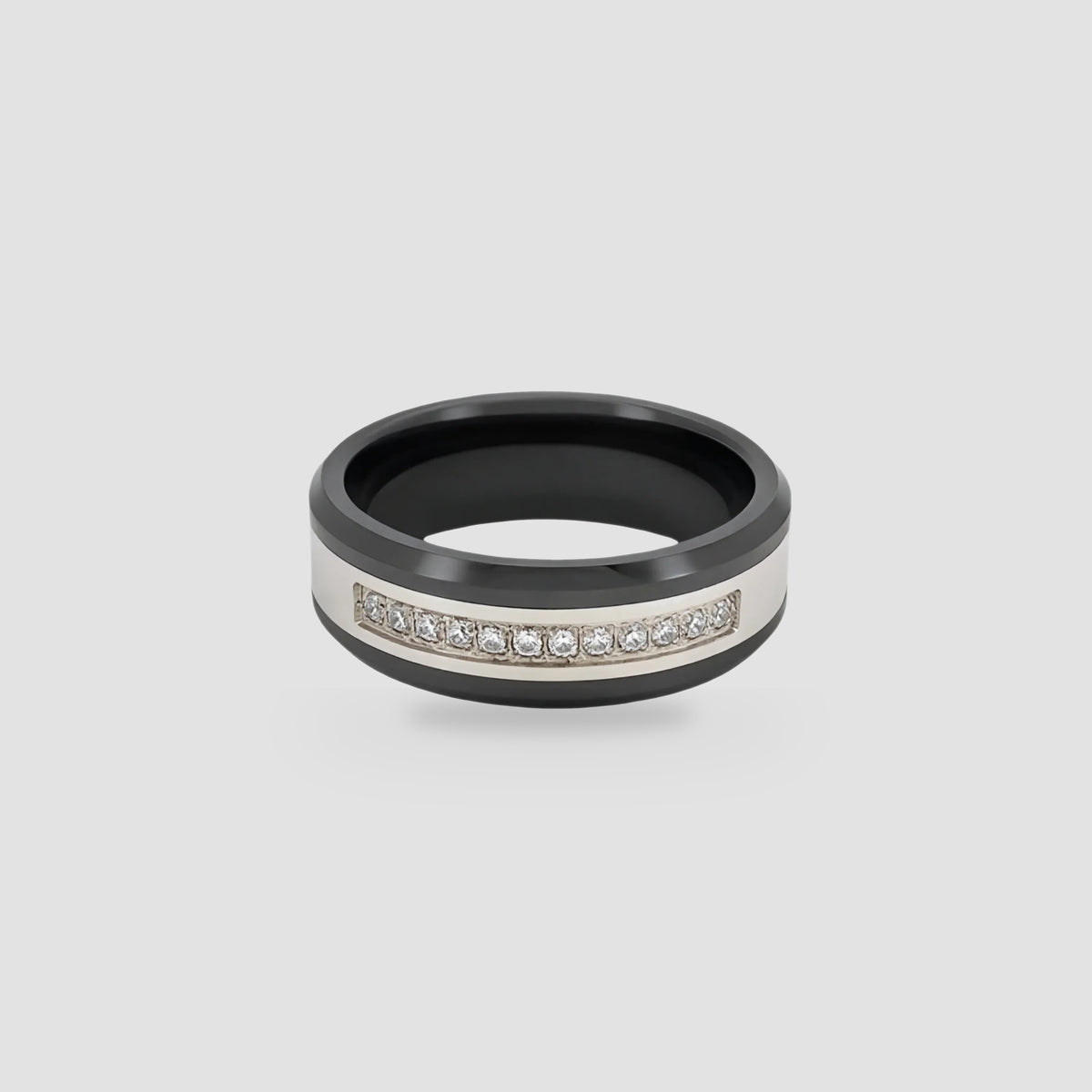 The Obsidian Prism | Faceted Black Ceramic Band