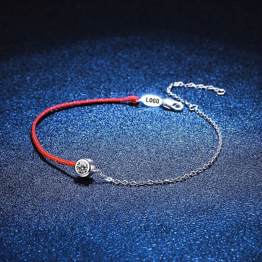 925 Sterling Silver Plated Platinum Moissanite Bracelet 0.30CT Single Diamond Lucky Chain Dainty Jewelry for Women