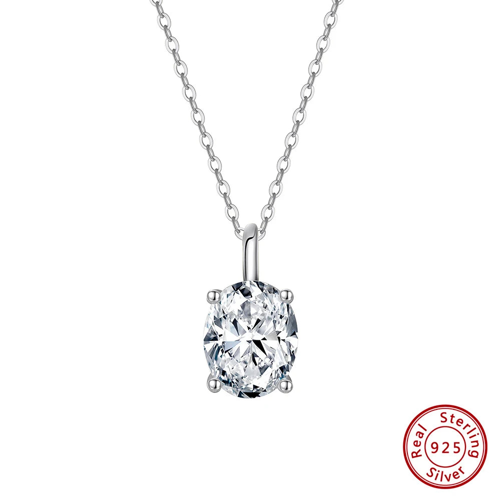 Wedding Necklace for Women 1-3ct Oval Moissanite with Certificate 100% Passed Diamond Test S925 Silk Jewelry Gift