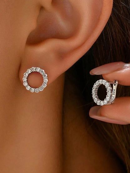 925 Sterling Silver Fashion Shiny Round Circle Zircon Earrings for Women Anniversary Engagement Wedding Luxury Fine Jewelry