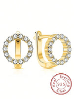 925 Sterling Silver Fashion Shiny Round Circle Zircon Earrings for Women Anniversary Engagement Wedding Luxury Fine Jewelry