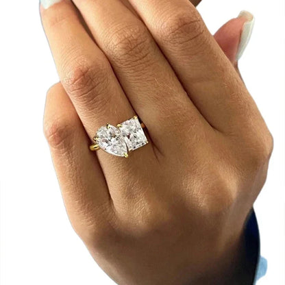 Certified 3.5CT 2 Stone Moissanite Ring For Woman 100% 925 Silver Luxury Designer Brand Wedding Lab Diamond Jewelry High Quality