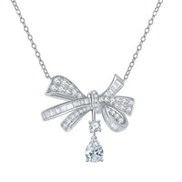 Follow Cloud 5*7MM 1CT D Color VVS1 Fancy Bowknot Created Moissanite Pendent Necklace for Women 925 Sterling Silver Jewelry Gift
