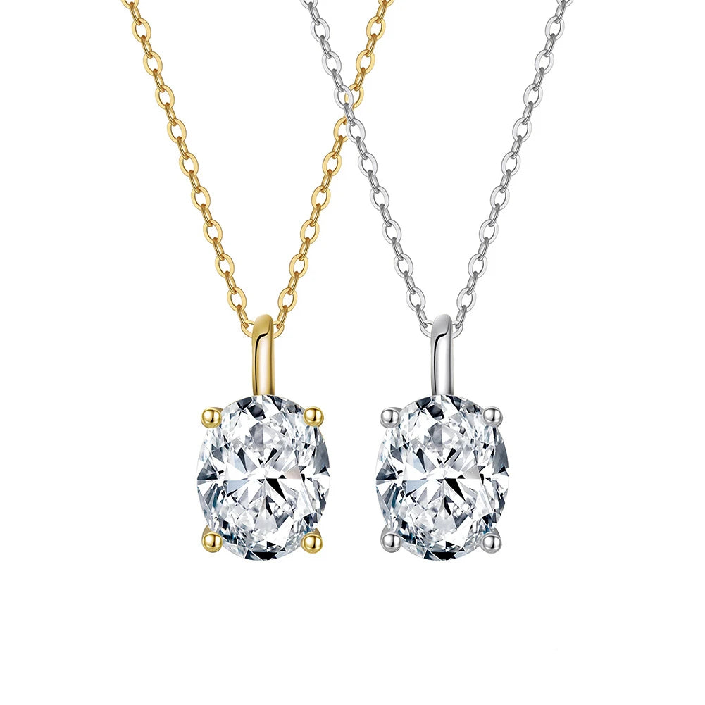 Wedding Necklace for Women 1-3ct Oval Moissanite with Certificate 100% Passed Diamond Test S925 Silk Jewelry Gift