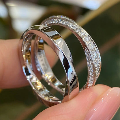 Spiral Fashion Women's Ring S925 Silver High Quality Bright Inlaid Moissanite Shining French Luxury Charming Festival Gift