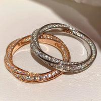 Spiral Fashion Women's Ring S925 Silver High Quality Bright Inlaid Moissanite Shining French Luxury Charming Festival Gift