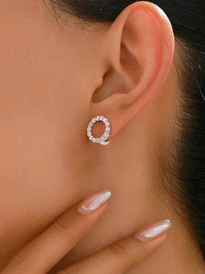 925 Sterling Silver Fashion Shiny Round Circle Zircon Earrings for Women Anniversary Engagement Wedding Luxury Fine Jewelry