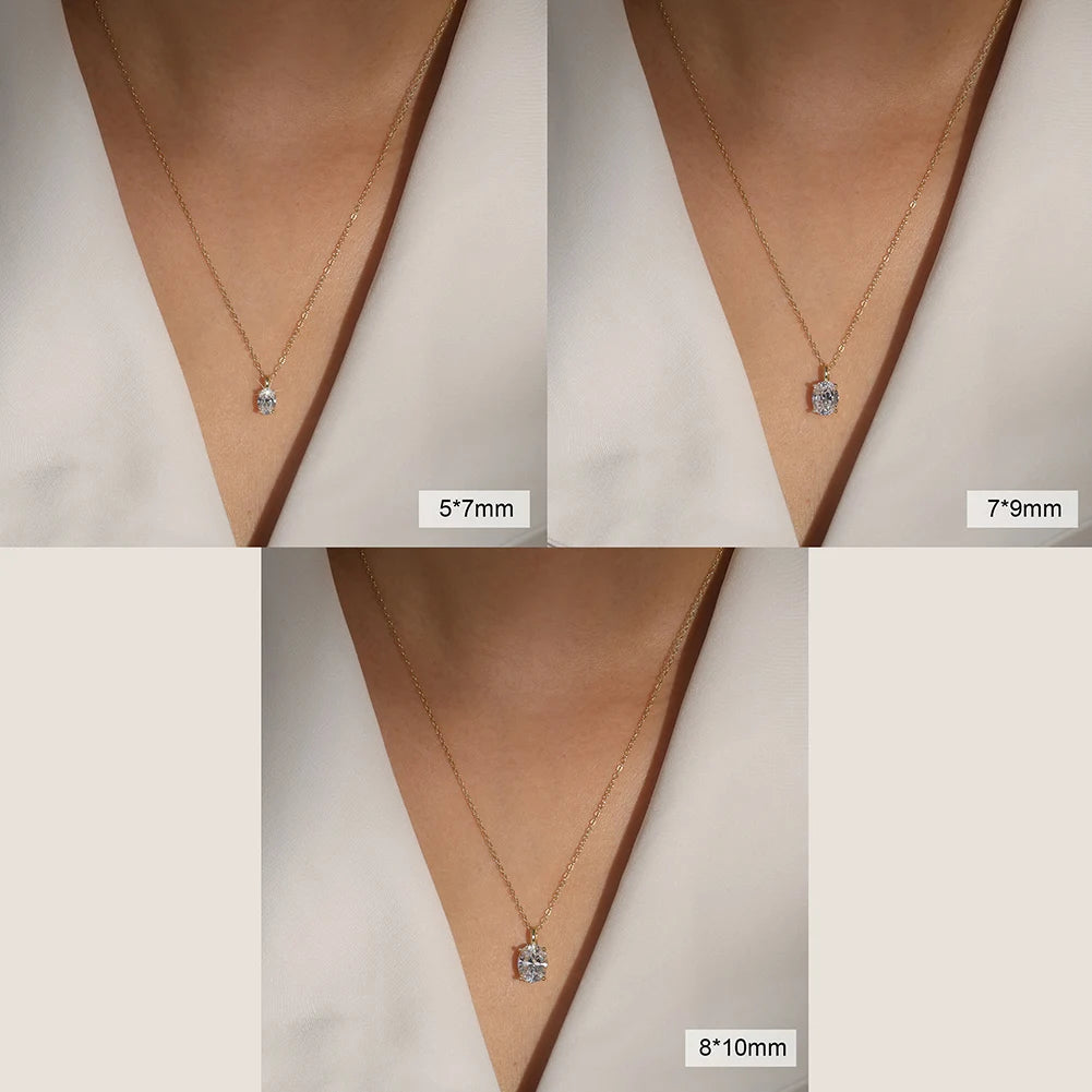Wedding Necklace for Women 1-3ct Oval Moissanite with Certificate 100% Passed Diamond Test S925 Silk Jewelry Gift