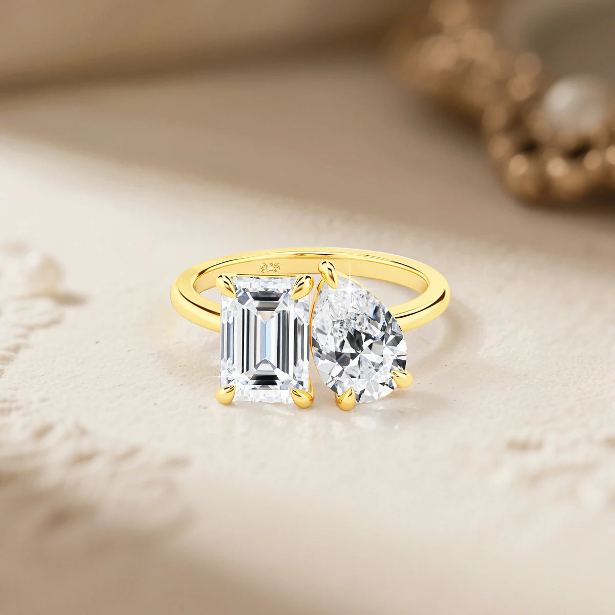 Certified 3.5CT 2 Stone Moissanite Ring For Woman 100% 925 Silver Luxury Designer Brand Wedding Lab Diamond Jewelry High Quality