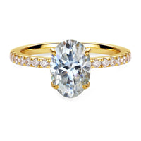 Shiny Oval Moissanite Ring 2ct Laboratory Diamond 18K Gold Plated S925 Silver Women Wedding Engagement Jewelry with Certificate