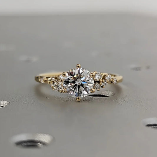 S925 sterling silver moissanite engagement ring, inlaid with 1 carat round moissanite, jewelry gift for women, GIA packaging