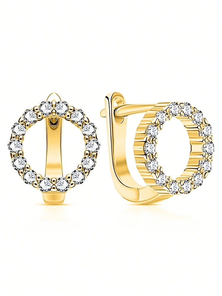 925 Sterling Silver Fashion Shiny Round Circle Zircon Earrings for Women Anniversary Engagement Wedding Luxury Fine Jewelry