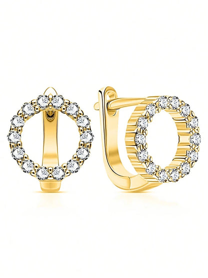 925 Sterling Silver Fashion Shiny Round Circle Zircon Earrings for Women Anniversary Engagement Wedding Luxury Fine Jewelry