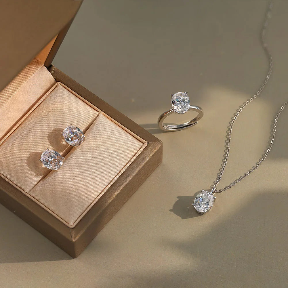 Wedding Necklace for Women 1-3ct Oval Moissanite with Certificate 100% Passed Diamond Test S925 Silk Jewelry Gift