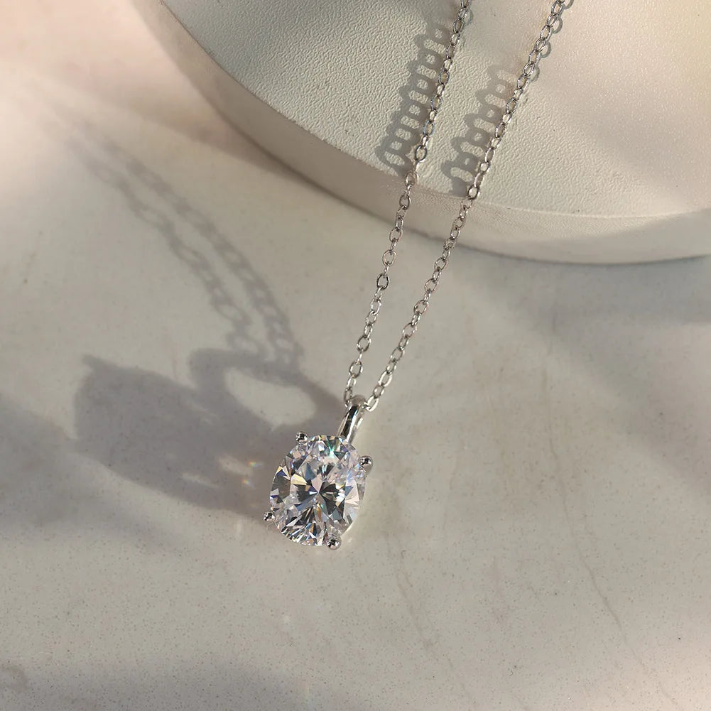 Wedding Necklace for Women 1-3ct Oval Moissanite with Certificate 100% Passed Diamond Test S925 Silk Jewelry Gift
