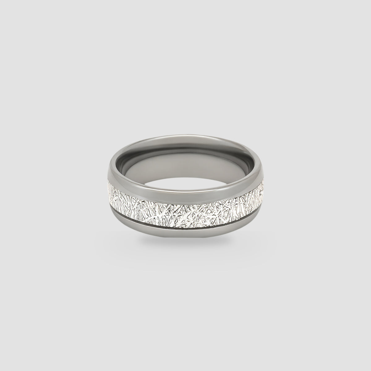 The Astral Pathway | Polished Tungsten & Etched Meteorite Band