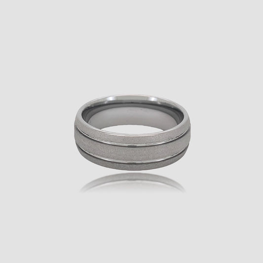 The Argent Monolith | Sandblasted Silver Tungsten Band