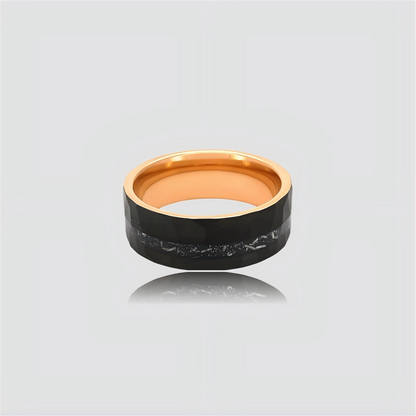 The Celestial Rift | Hammered  Rose Gold Meteorite Band