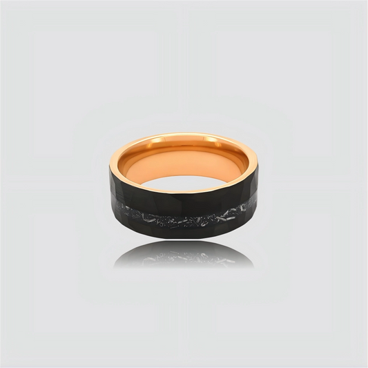 The Celestial Rift | Hammered  Rose Gold Meteorite Band