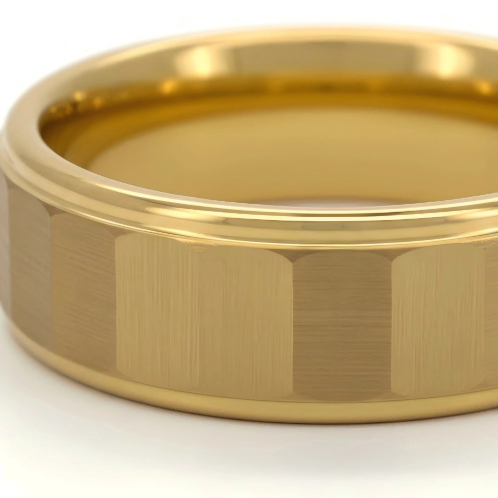The Titan | Multi-faceted Gold Tungsten Band