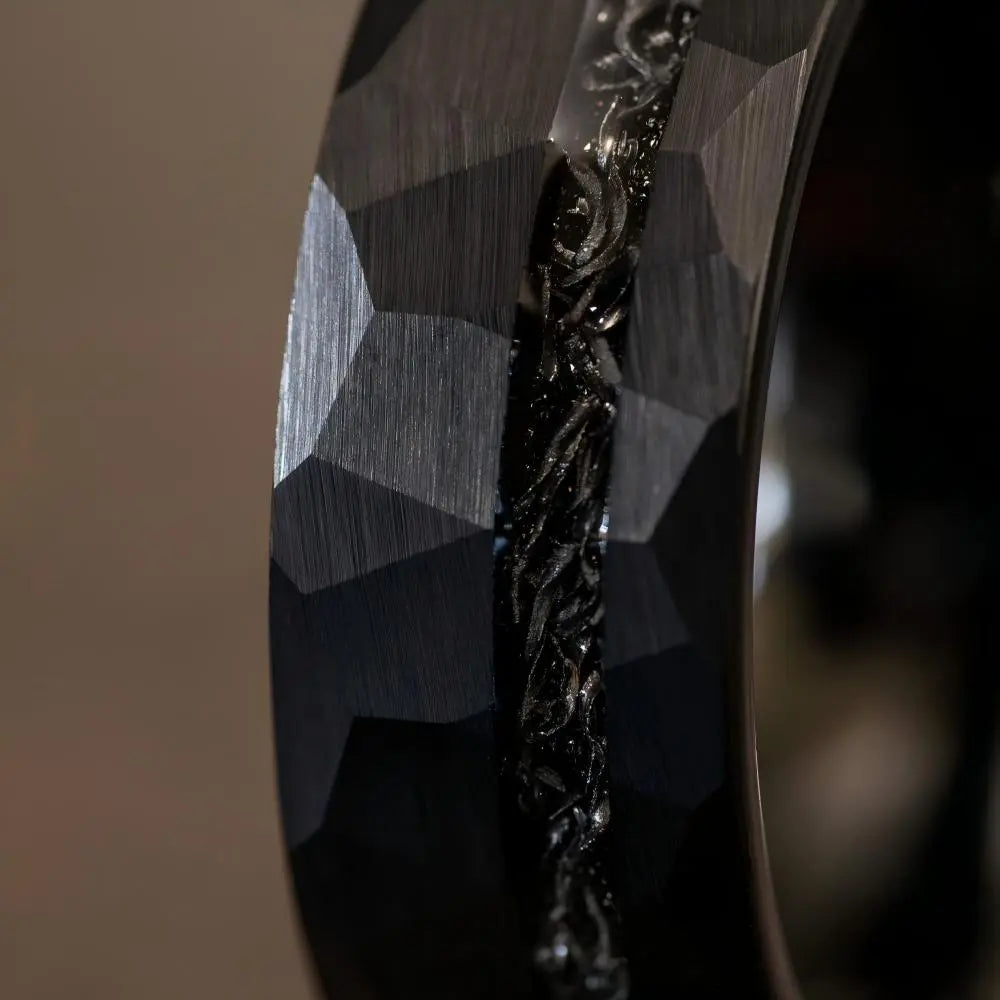 The Midnight Rift | Hammered Black Meteorite Band