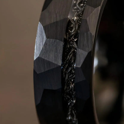 The Midnight Rift | Hammered Black Meteorite Band