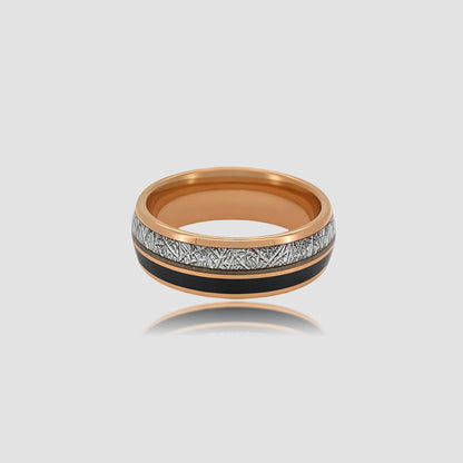 The Stellar Path | Rose Gold & Meteorite Inlay Band