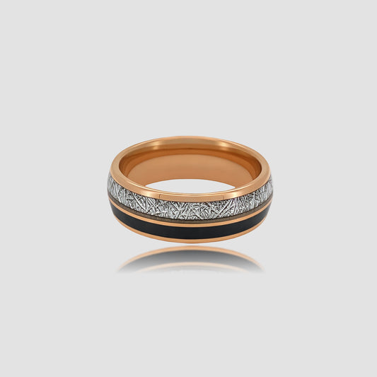 The Stellar Path | Rose Gold & Meteorite Inlay Band