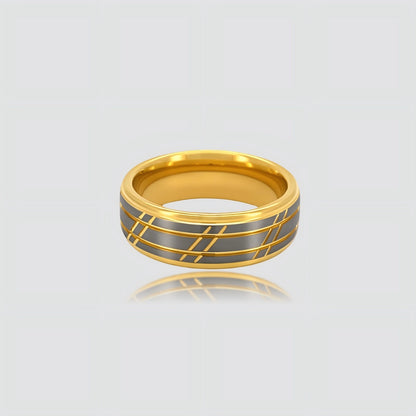 The Zenith | Faceted Gold Tungsten Band