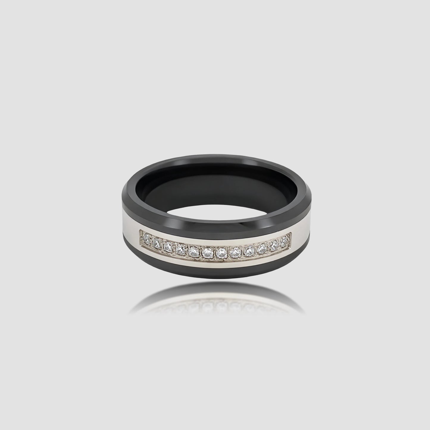 The Obsidian Prism | Faceted Black Ceramic Band