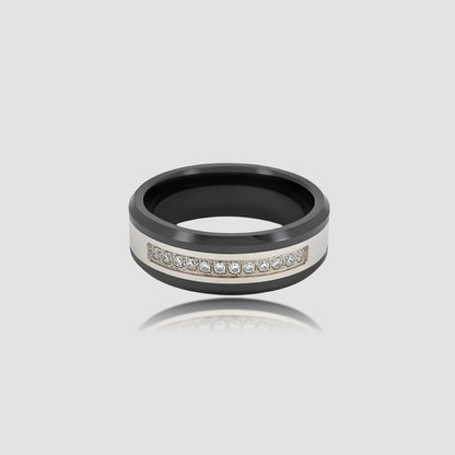 The Obsidian Prism | Faceted Black Ceramic Band