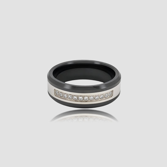 The Obsidian Prism | Faceted Black Ceramic Band
