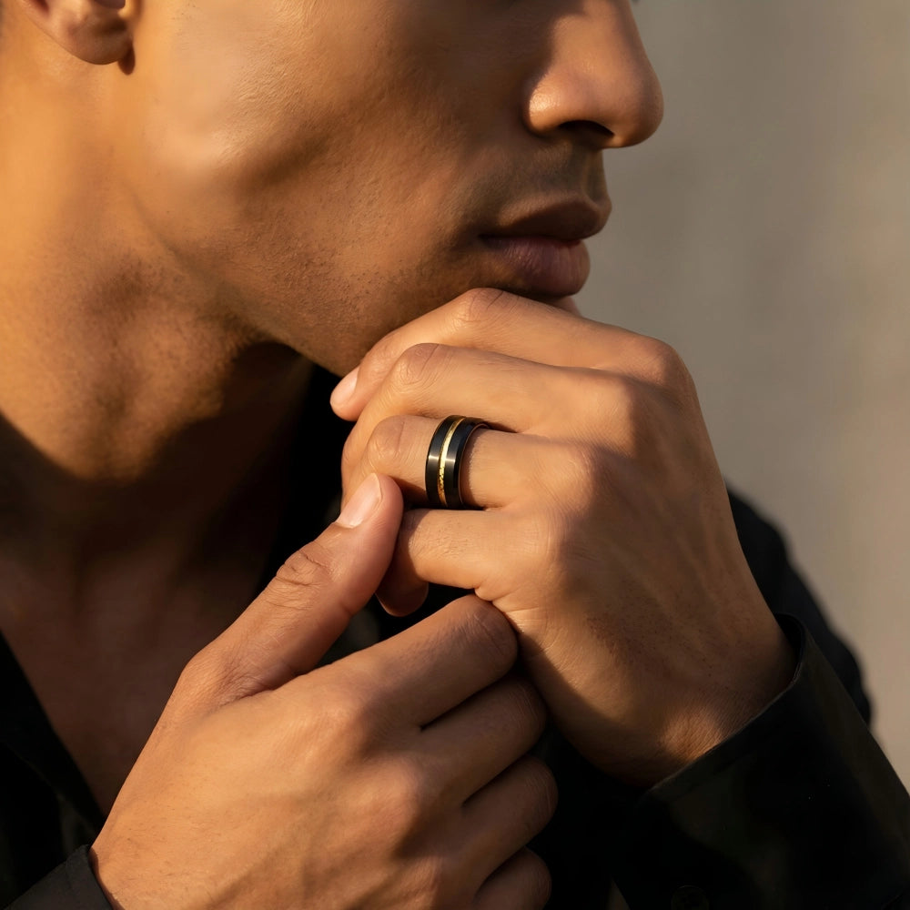 The Aurelius Spark | Gold Foil Inlay Black Band