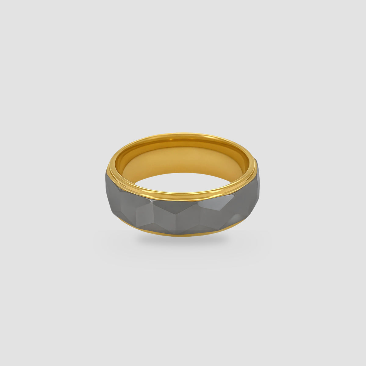 The Prismatic Pillar | Faceted Tungsten & 18K Gold PVD Structural Band